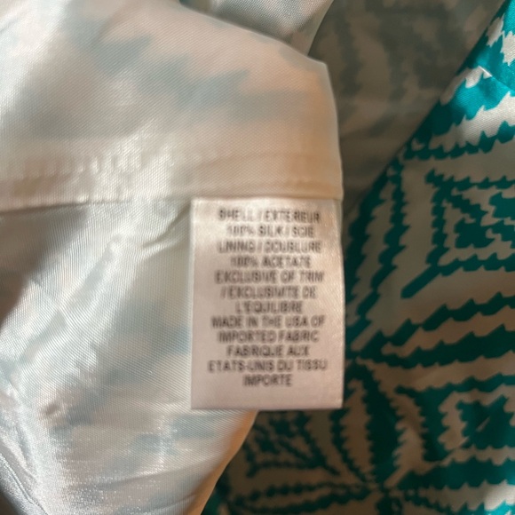 Milly Of New York Silk Dress Backless Chain Halter Sz 10 In Aqua Teal White - Picture 10 of 12